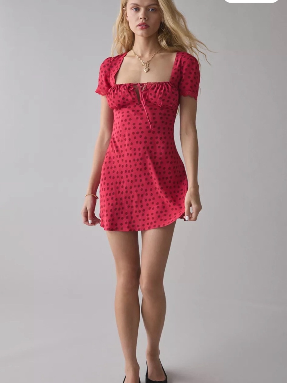 Kimchi Blue Red Mini Dress with Polka Dots Urban